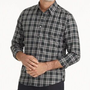 UNTUCKit Men’s Devitt Grey Black plaid, size M button down WF shirt
